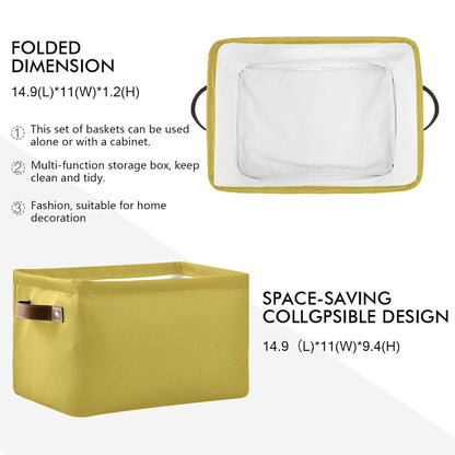Maunzc Canvas Storage Bins with Leather Handles
