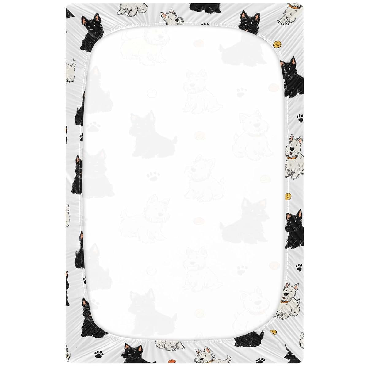 Pigsaly Crib Sheets Scottish Terrier Dogs Print, Fitted Baby Sheet for Standard Crib and Toddler Mattress