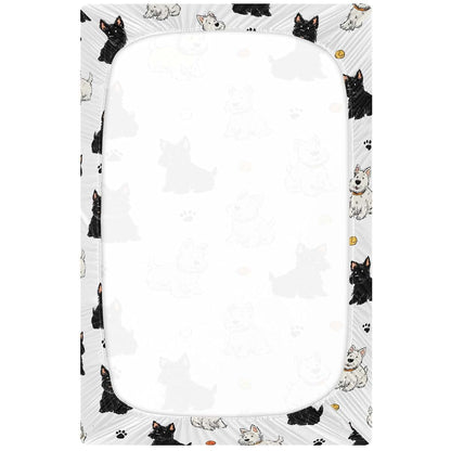 Pigsaly Crib Sheets Scottish Terrier Dogs Print, Fitted Baby Sheet for Standard Crib and Toddler Mattress