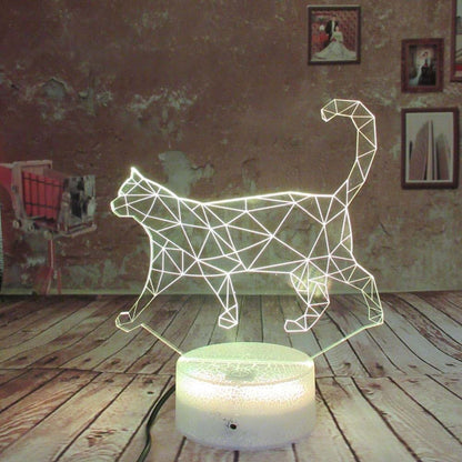 Jinnwell 3D Cat Night Light With 7 Color Touch Control