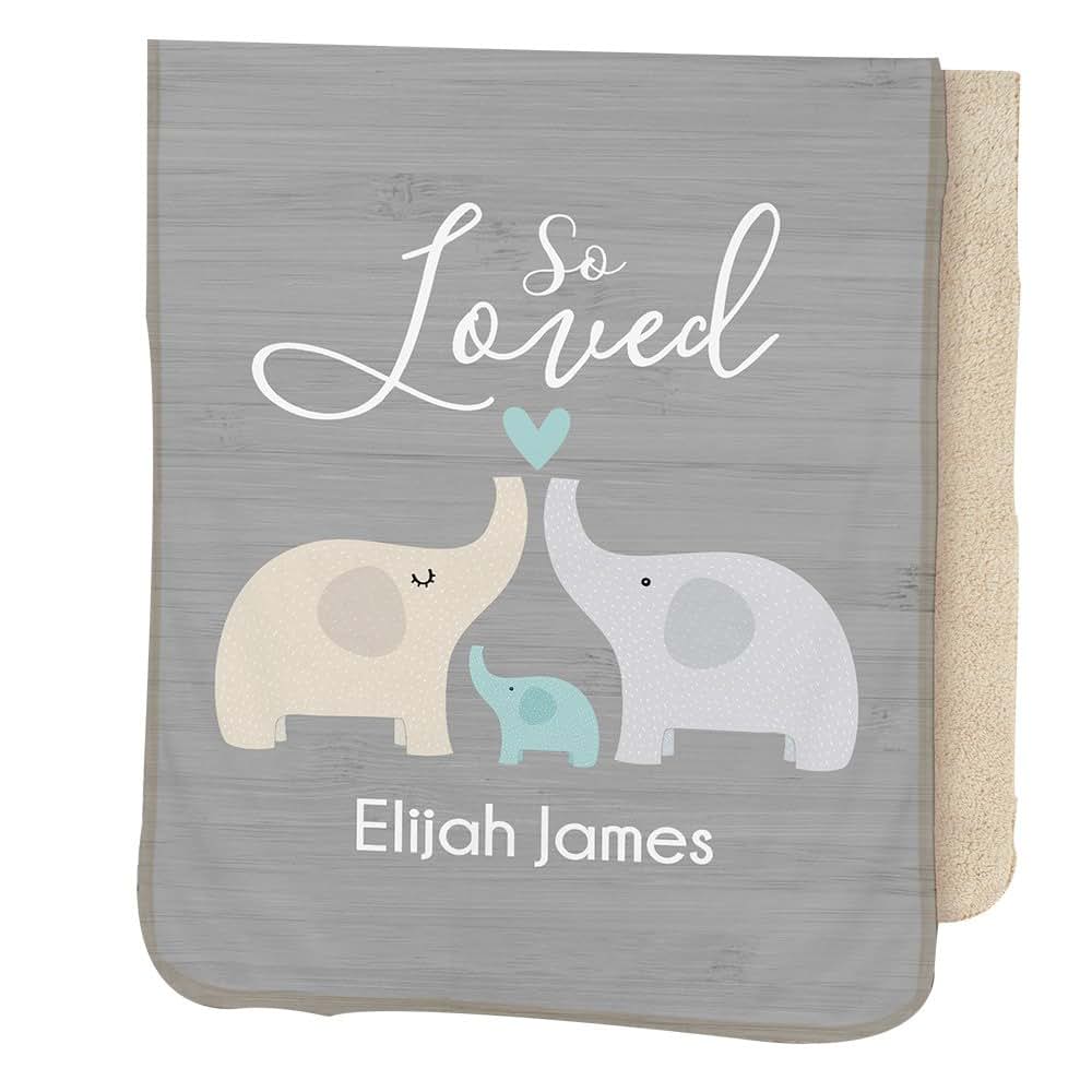 GiftsForYouNow So Loved Personalized Sherpa Blanket for Baby Boy
