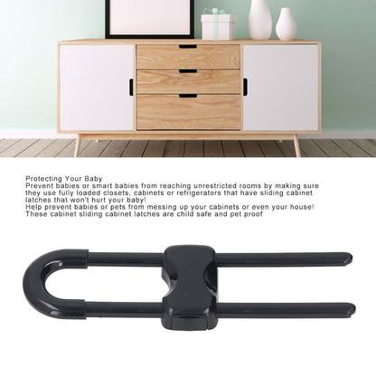 Fockety 5-Pack Sliding Cabinet Locks, U-Shaped Adjustable Latches in Black (photo 2)
