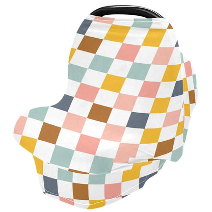 Lancerry Geometric Checkered Baby Car Seat Covers, Stretchable Polyester Spandex