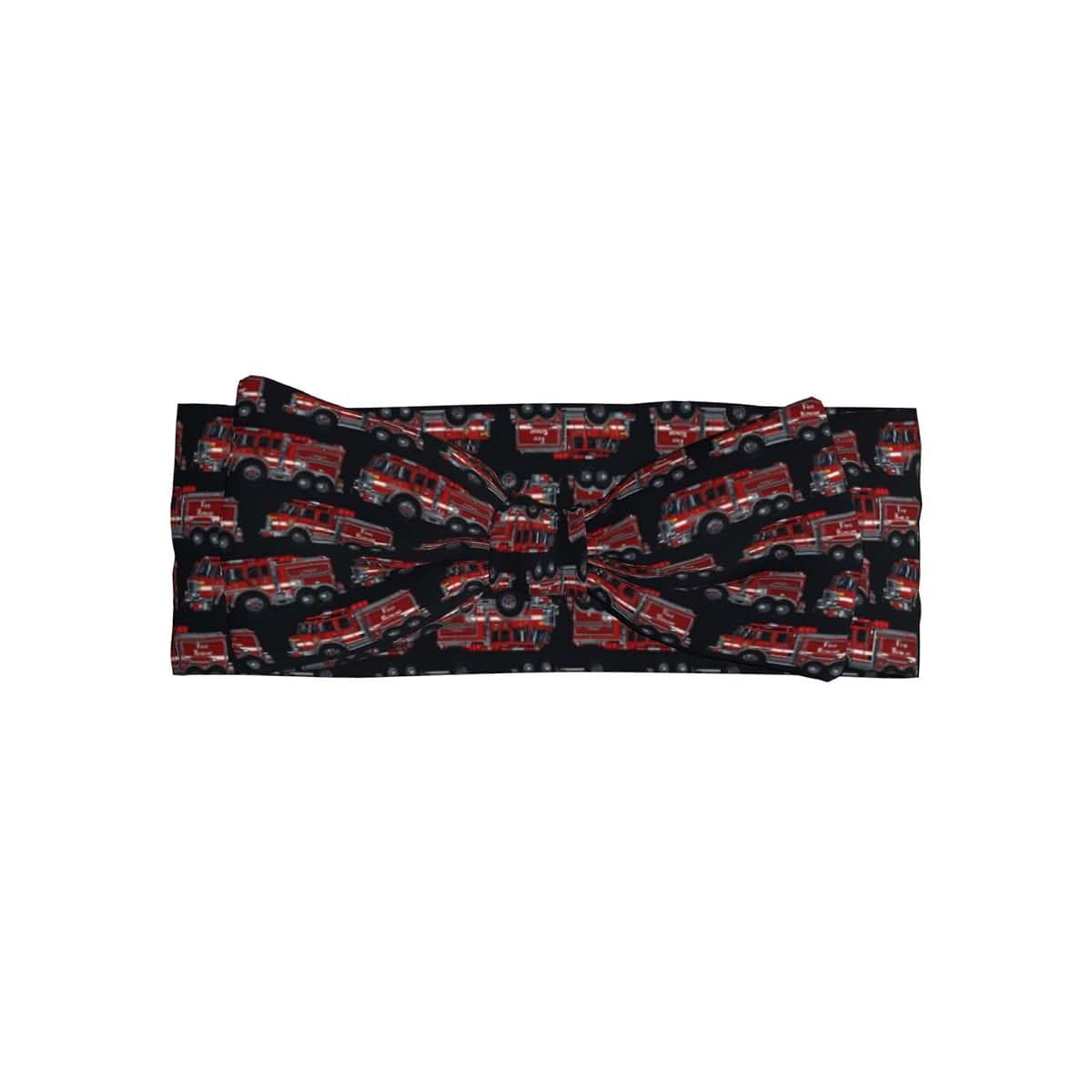 GVYGVY Cartoon Fire Truck Print Baby Girl Bows and Headbands, 6-12 Months, Black