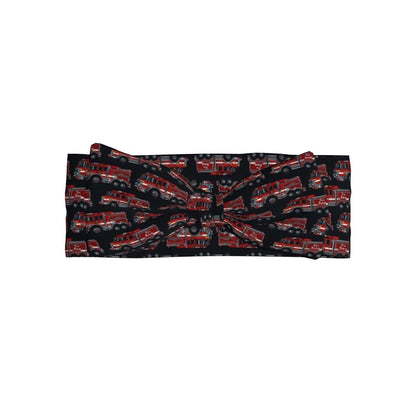 GVYGVY Cartoon Fire Truck Print Baby Girl Bows and Headbands, 6-12 Months, Black
