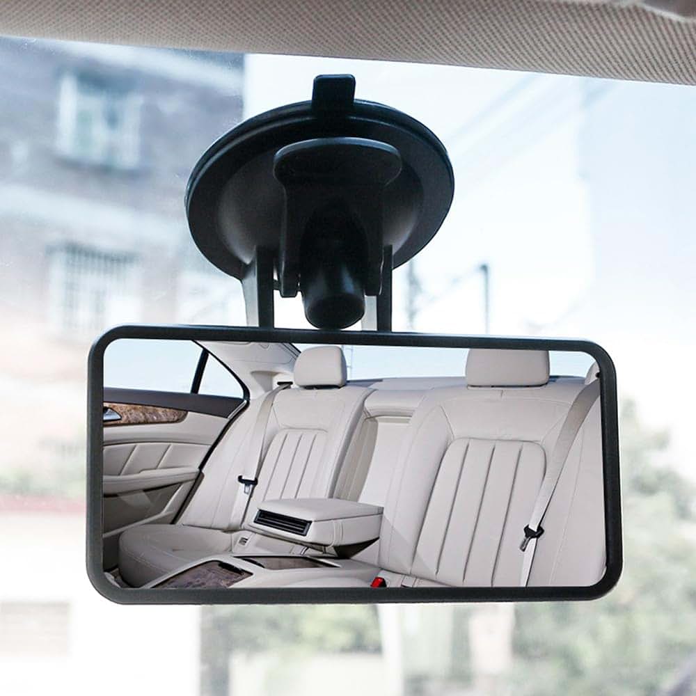 BabyOneStop Baby Car Mirror for Backseat Observation, Adjustable Suction Cup Mount, Black