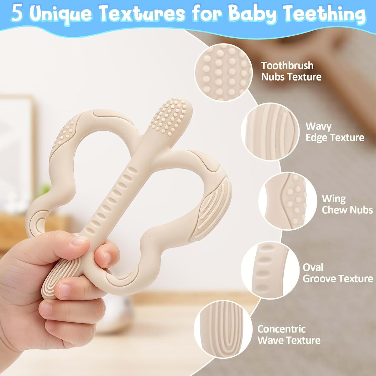 Spearlcable Butterfly Silicone Teether Toys 2 Pack