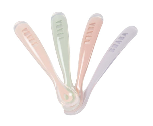 Béaba BEABA First Stage Baby Feeding Spoon Set, The Original Soft Tip Silicone Spoons for Babies, Gum Friendly BPA Lead