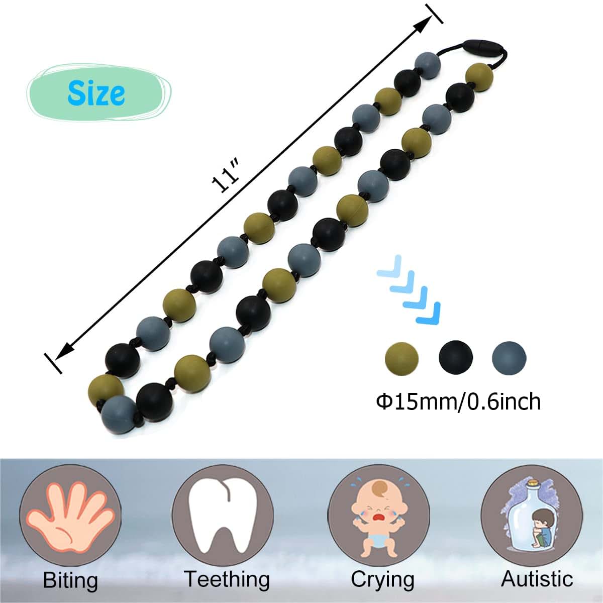Choneer Silicone Chew Necklaces for Autistic Children, 2PCS Sensory Chew Aid, Multicolor (photo 3)