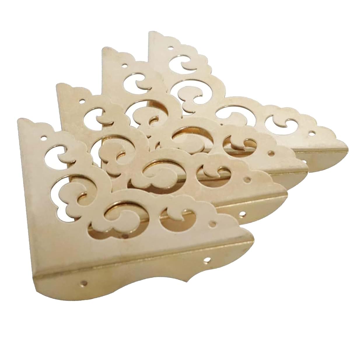 JfwuHap 4Pcs Table Corner Protectors, 2.6"x2.6" Gold Metal Corner Protector, Coffe Table Corner Guards, Anti Scratch