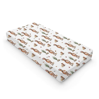 Watercolor Cowboy Horse Boho Cactus Changing Pad Cover, 32x16 Inch Soft Breathable Stretchy Polyester