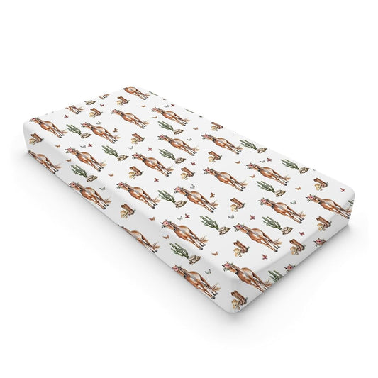 Watercolor Cowboy Horse Boho Cactus Changing Pad Cover, 32x16 Inch Soft Breathable Stretchy Polyester