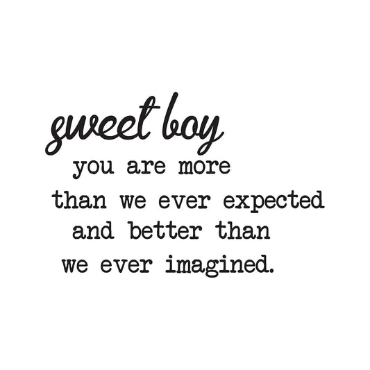 CustomVinylDecor Nursery Wall Decal - Sweet Boy - Vinyl Decor for Children's Bedroom or Playroom Decoration - Decal Only