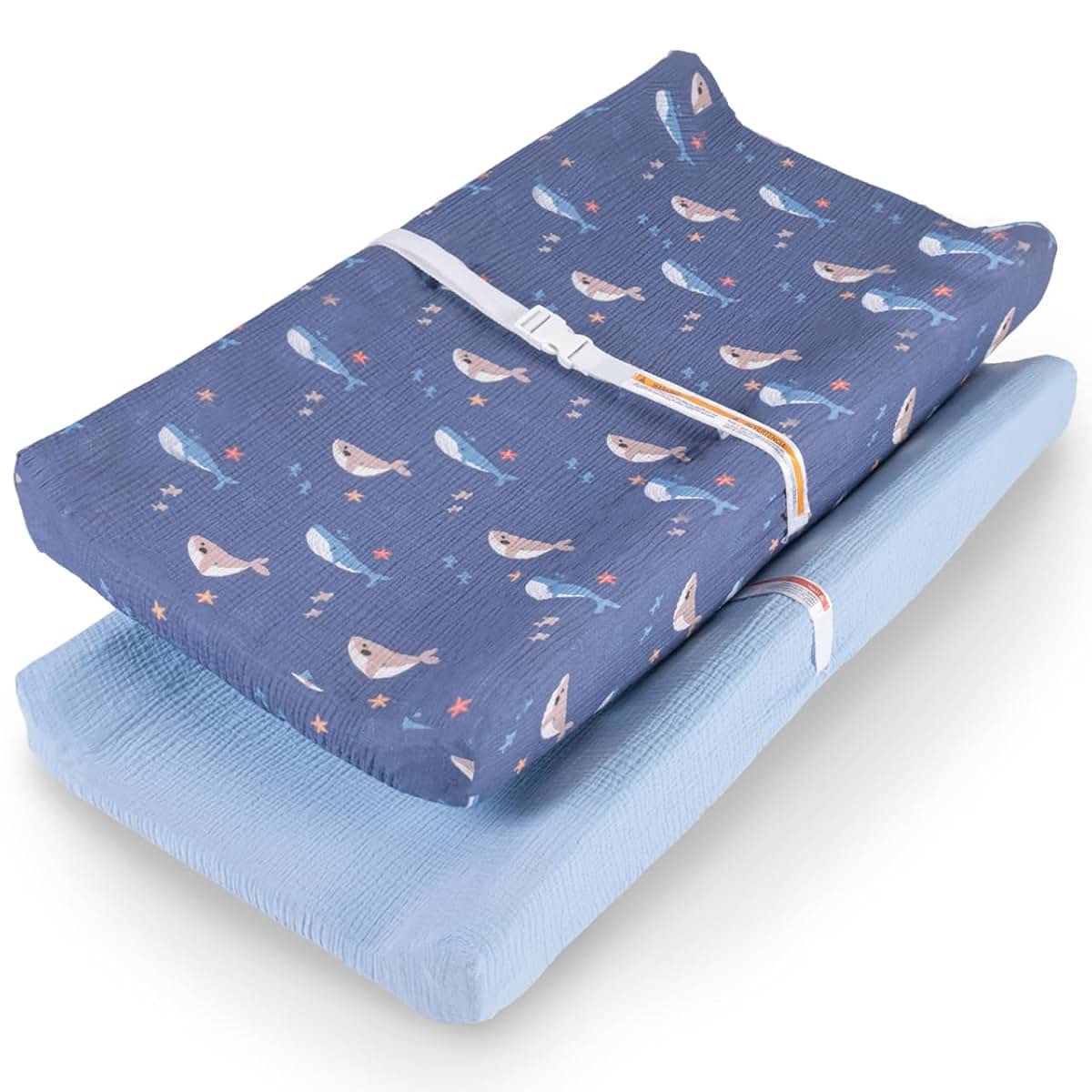 CrimsonMark 100% Muslin Changing Pad Cover Ultra Soft Breathable Secure Fit for Babies