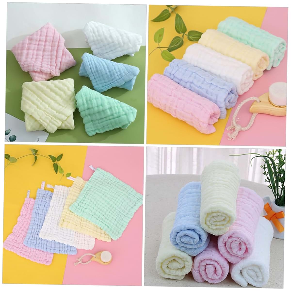 Totority 5 Pack Cotton Muslin Baby Washcloths