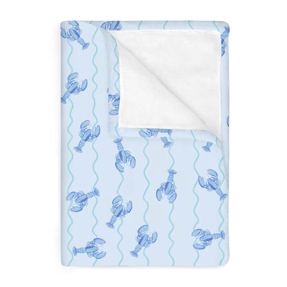 Blue Lobster Bows Stripe Baby Blanket 50x60 Inch