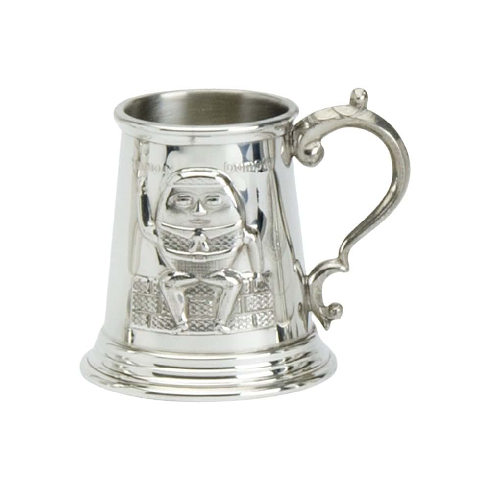 Edwin Blyde & Co Embossed Humpty Dumpty Children's Can with Georgian Handle, Pewter