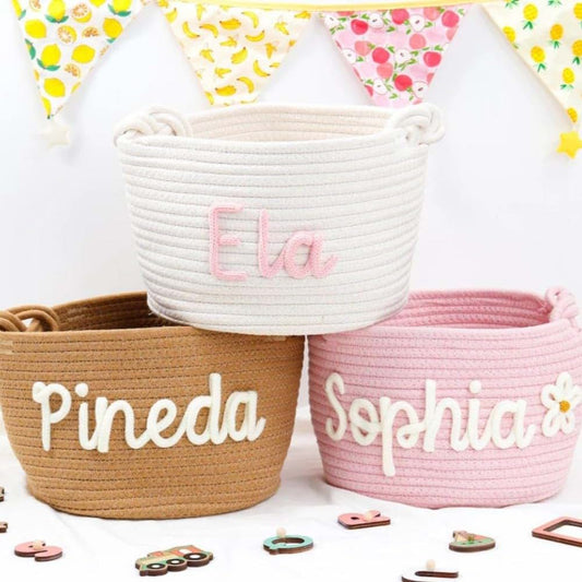 Hainadian Personalized Handmade storage baskets, Easter Basket, Baby Gif, Toy Basket,gift bag,wicker basket (24x24x18cm)