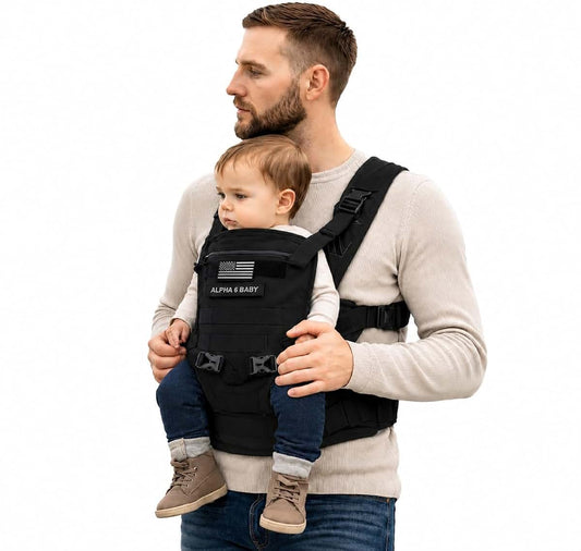 Alpha Six Baby Front Facing Baby Carrier for Dad | Ergonomic Baby Carrier for Men | Infant to Toddler | Military Design