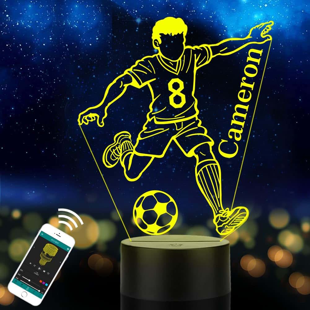 CTMade Personalized Soccer Table Light With Custom Name
