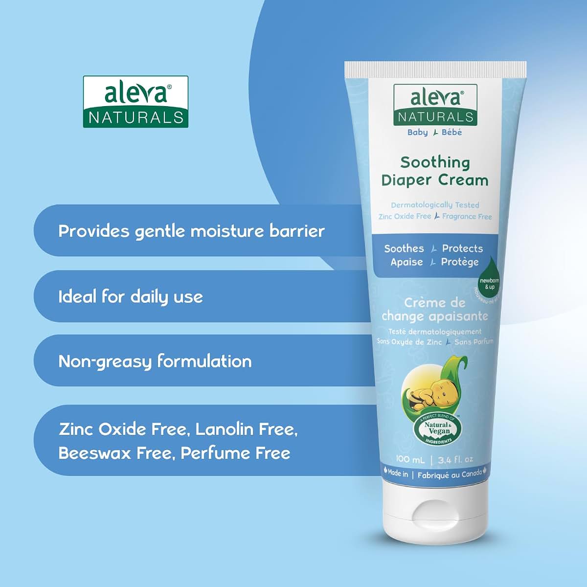 Aleva Naturals Soothing Baby Diaper Cream for Newborn and Toddlers, Fragrance-Free, Organic Shea Butter, Aloe Vera (photo 4)