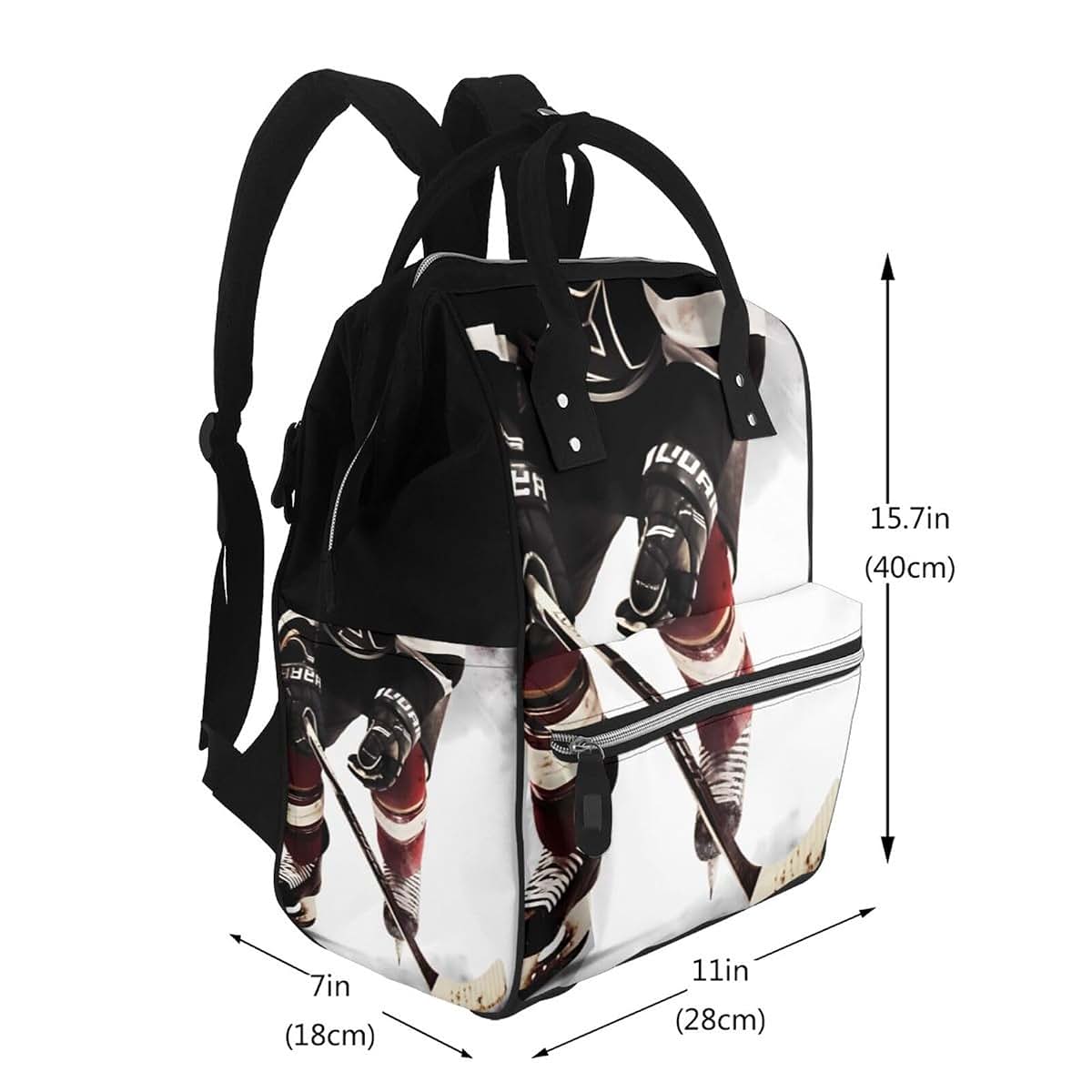 OUSIKA Ice Hockey Pattern Print Diaper Bag Multifunction Laptop Backpack Travel Daypacks Large Nappy Bag, Black, One