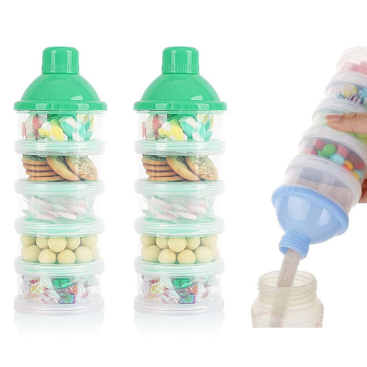 Manwetye 5-Layer Baby Milk Powder Dispenser And Snack Container, Green