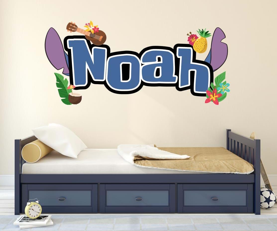 BabyOneStop Custom Tropical Name Wall Decal with Island Characters