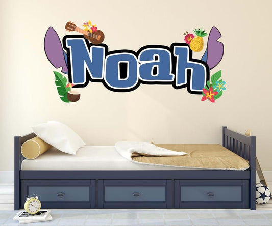 BabyOneStop Custom Tropical Name Wall Decal with Island Characters