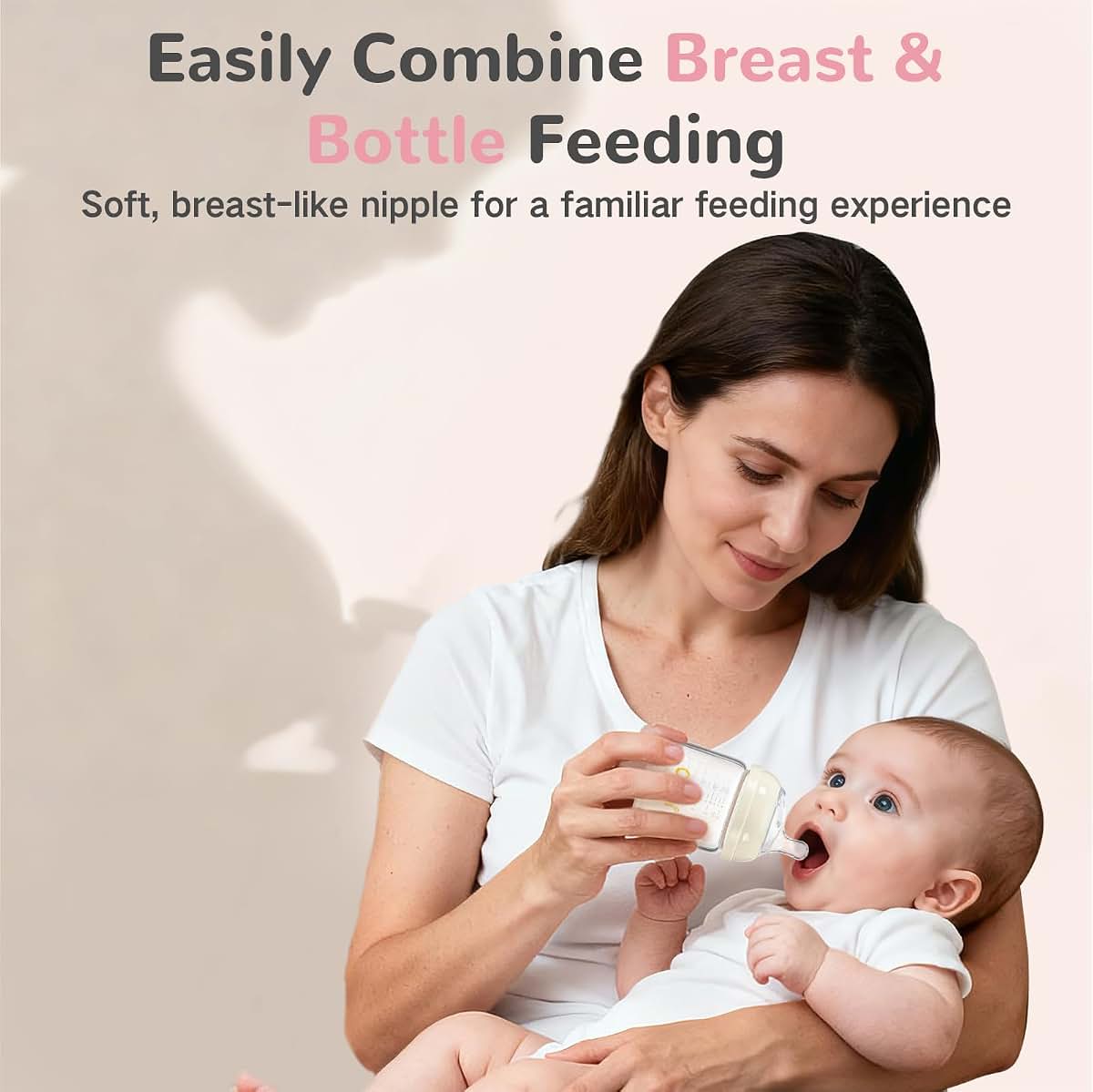 COMI Natural Glass Baby Bottles for Breastfeeding Babies,Newborn Anti-Colic Baby Bottle Set with Slow Flow Nipple,0-3 (photo 3)