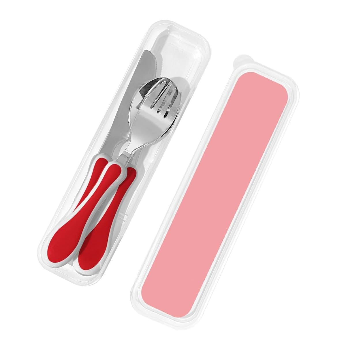 ZZYYDS Red Children's Three-Piece Knife, Fork, and Spoon Set with Outer Box
