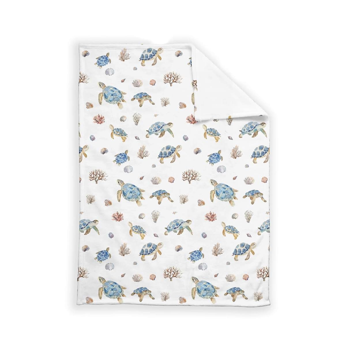 SqtmuHLuo Sea Turtle Flannel Plush Baby Blanket, White