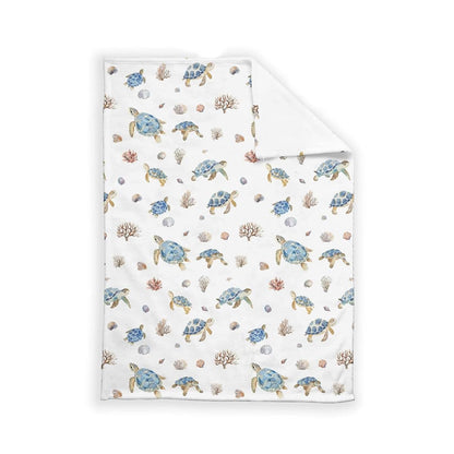 SqtmuHLuo Sea Turtle Flannel Plush Baby Blanket, White