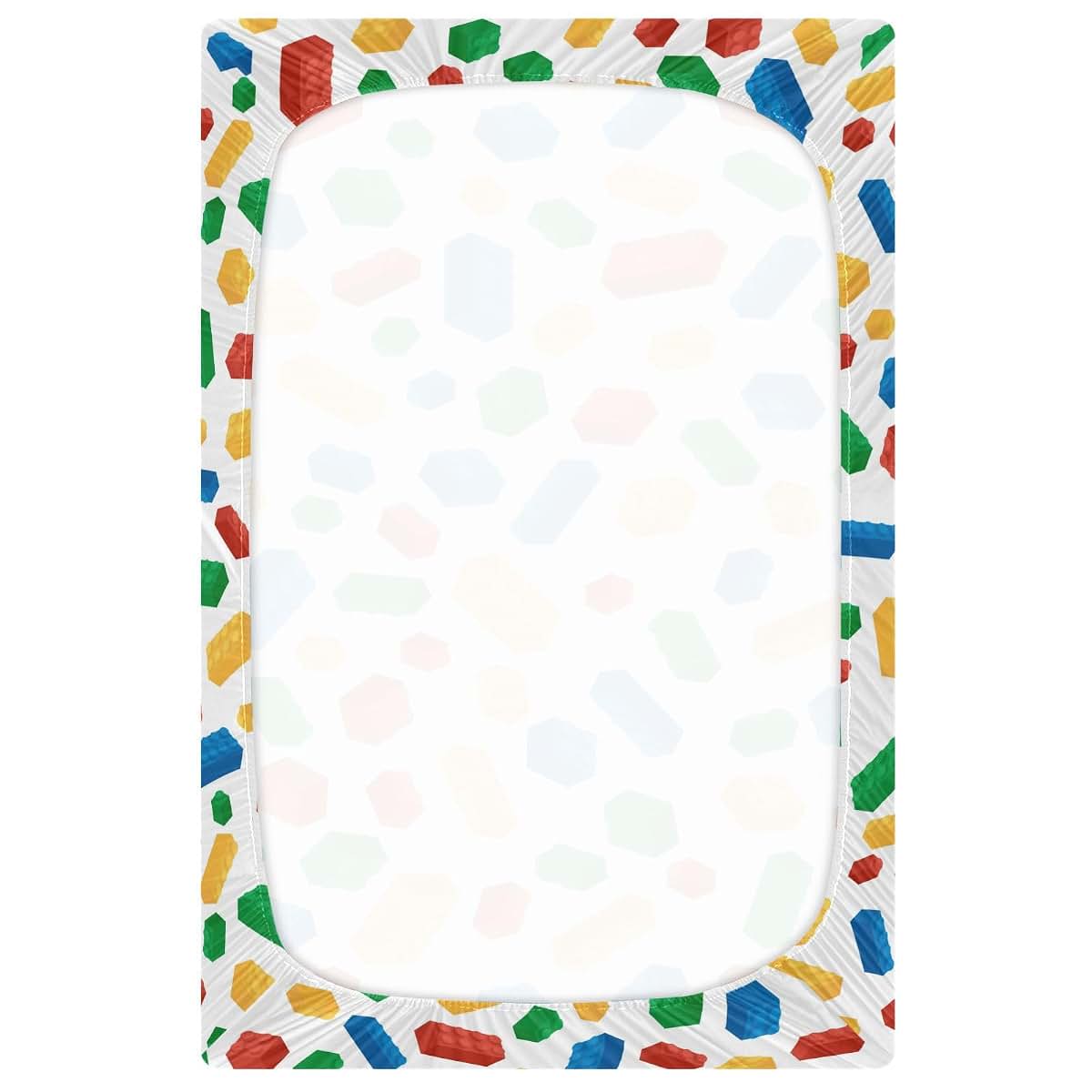 Pfrewn Fitted Crib Sheet with Building Blocks Pattern, 52x28x9 Inch, Machine Washable