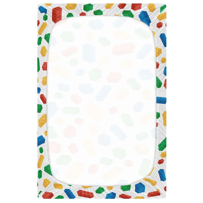 Pfrewn Fitted Crib Sheet with Building Blocks Pattern, 52x28x9 Inch, Machine Washable
