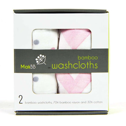 NEXPRO Ultra Soft Baby Washcloths, Rayon derived from Bamboo, 2 Count 8" x 8" (Pink)