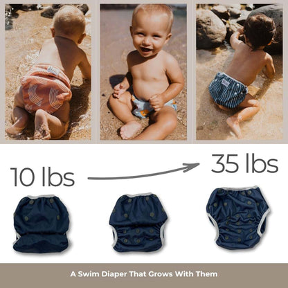 Nora's Swim Diapers with Wet Bag - Reusable Adjustable Pool Bottoms
