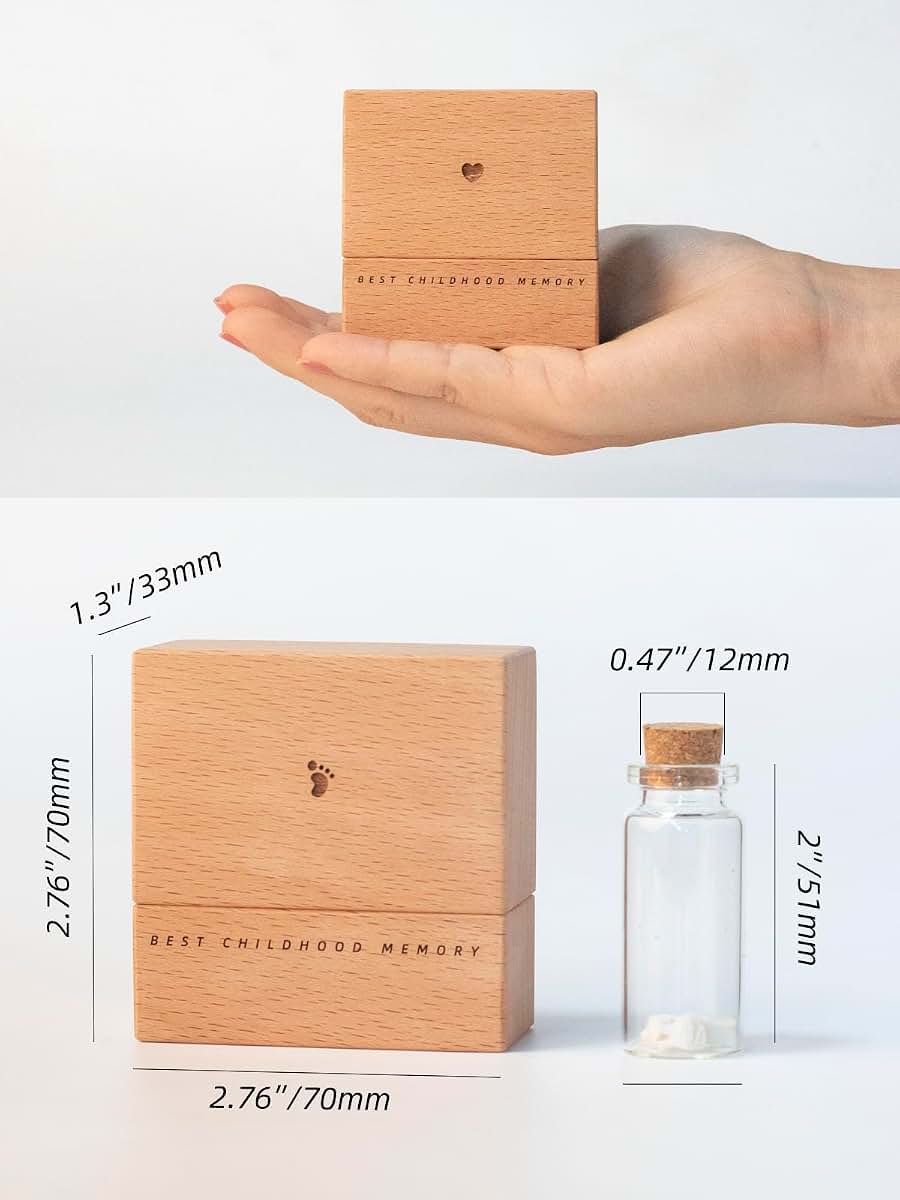 iwoohome Wooden Tooth Fairy Keepsake Box with Glass Bottle (photo 3)