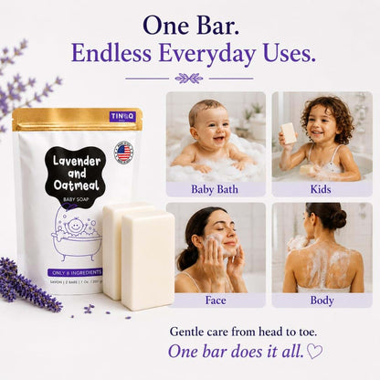 TINOQ Baby Soap Bar for Sensitive Skin with Lavender Scent | 5-Bar Pack