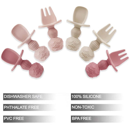 PandaEar 6 Pack Silicone Baby Spoons and Forks Utensil Set