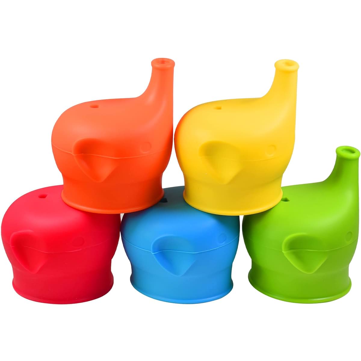 Yagote Silicone Sippy Cup Lids, 5 Packs Elephant Spill-Proof Sippy Cup