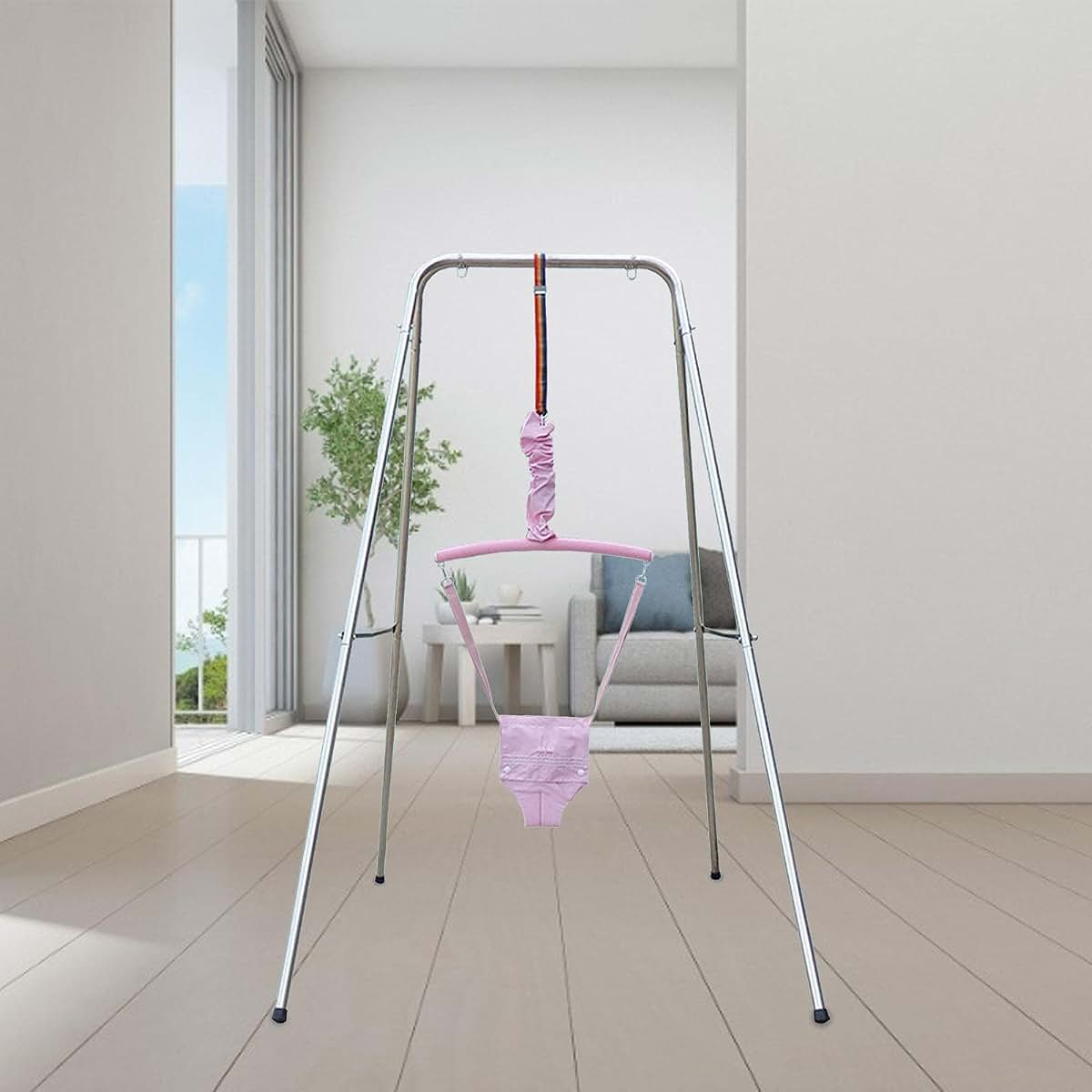 Doorway Jumper Swing with Adjustable Seat Bag for Toddler Infant, Ages 6 Months+, Pink