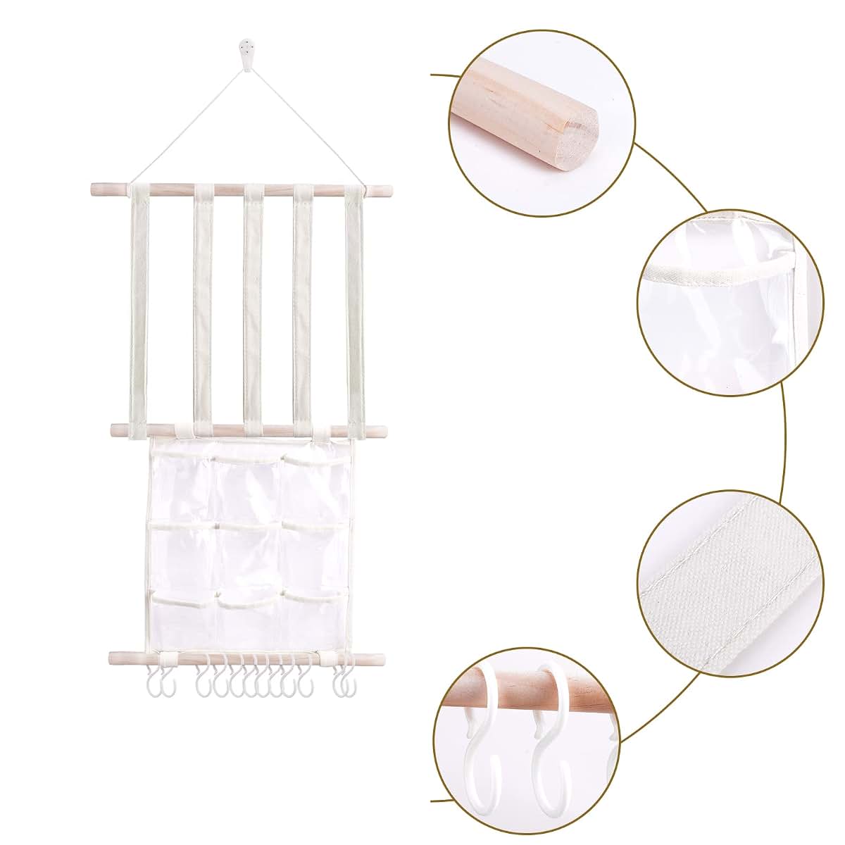 OOSAKU Headbands Holder for Girls, Wall Hanging Organizer with 12 Compartments