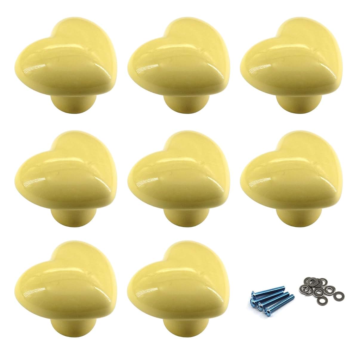 Zerniple Yellow Ceramic Door Knobs Kids Room Drawer Handle Pullls Cabinet Cupboard Wardrobe Knobs (Come with Screws and