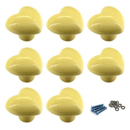 Zerniple Yellow Ceramic Door Knobs Kids Room Drawer Handle Pullls Cabinet Cupboard Wardrobe Knobs (Come with Screws and