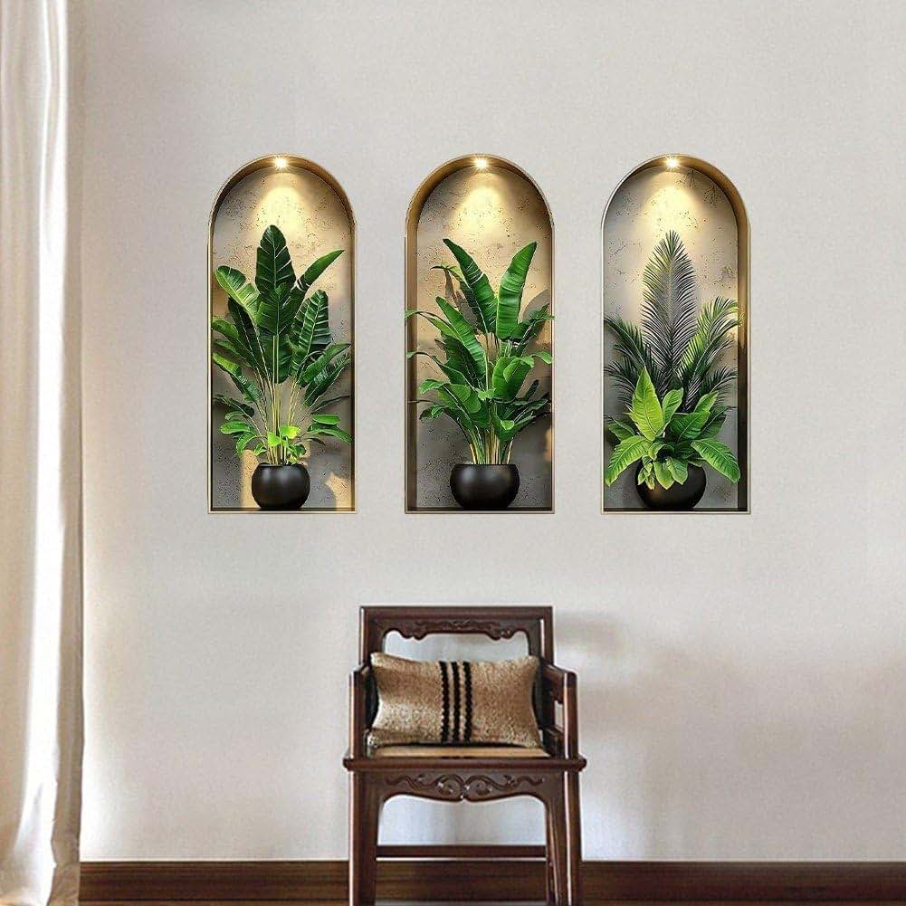 BabyOneStop 3D Watercolor Plant Wall Stickers, Self-Adhesive Potted Vine Decals