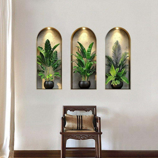 BabyOneStop 3D Watercolor Plant Wall Stickers, Self-Adhesive Potted Vine Decals
