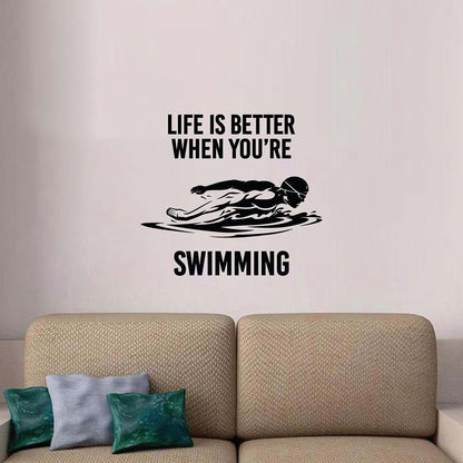 All Things Valuable Swimmer Silhouette Vinyl Wall Sticker Decal