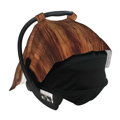KKLWEGU Brown Wood Grain Baby Car Seat Canopy Cover, Multi Use Breathable Nursing Breastfeeding Covers for Mom Soft
