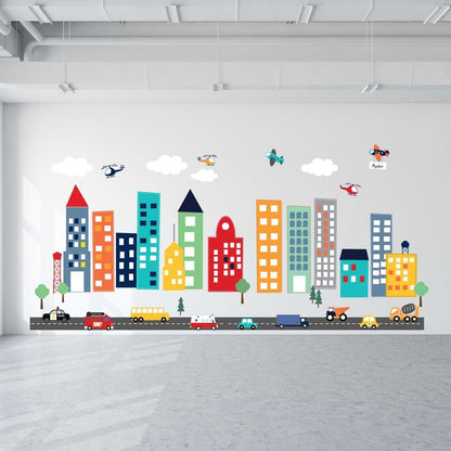 Art In Colors City Transportation Wall Decal for Kids Room